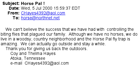 Screen shot of e-mail from C. Hayes