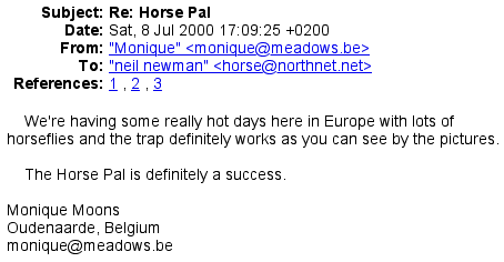 Screen shot of e-mail from Monique Moons